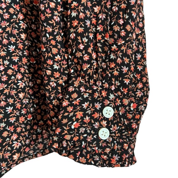 Loft Blouse Button Up Floral Print Women’s Petite XS Ruffle Hem Stand Up Collar - Picture 8 of 14